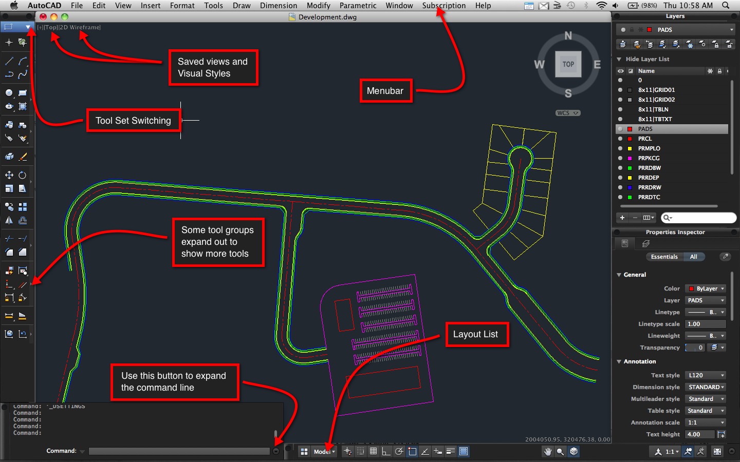 what is the autocad mac setup for a landscape plant drawing